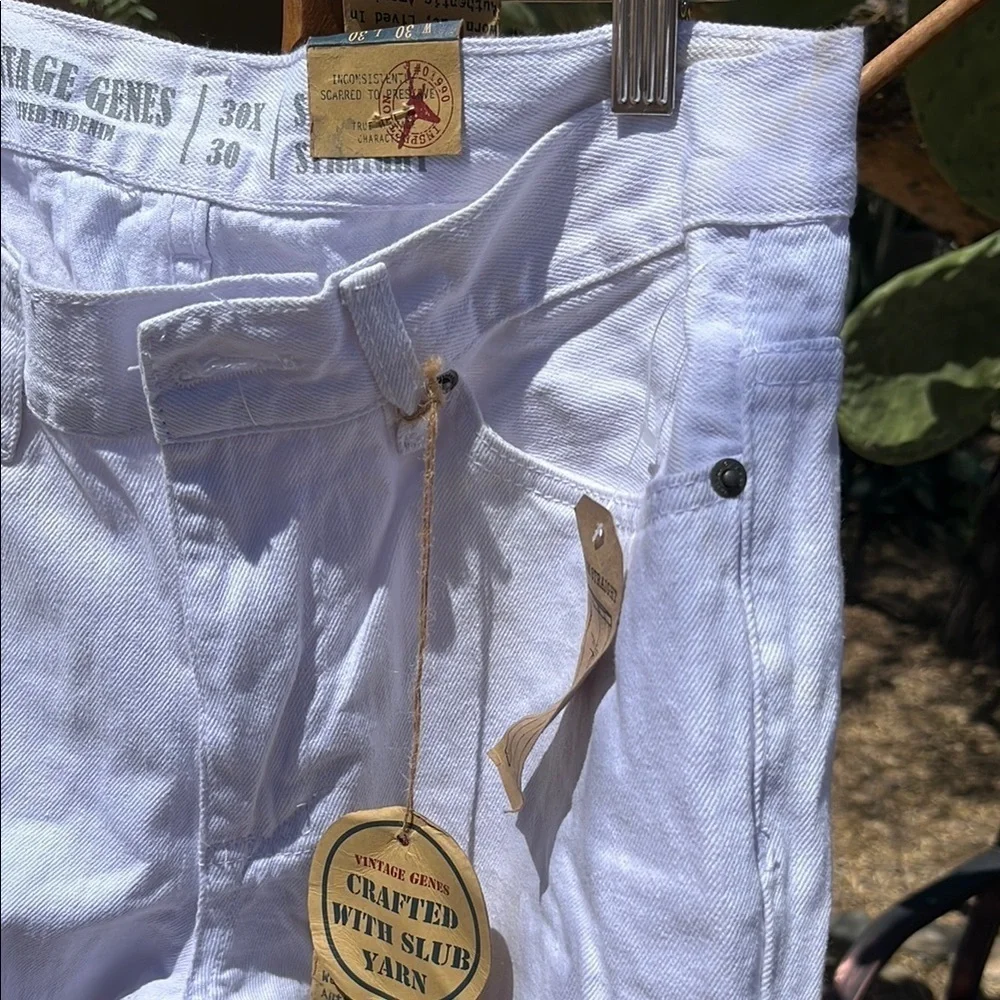 Vintage Genes White Denim Jeans Slim Straight 30X
